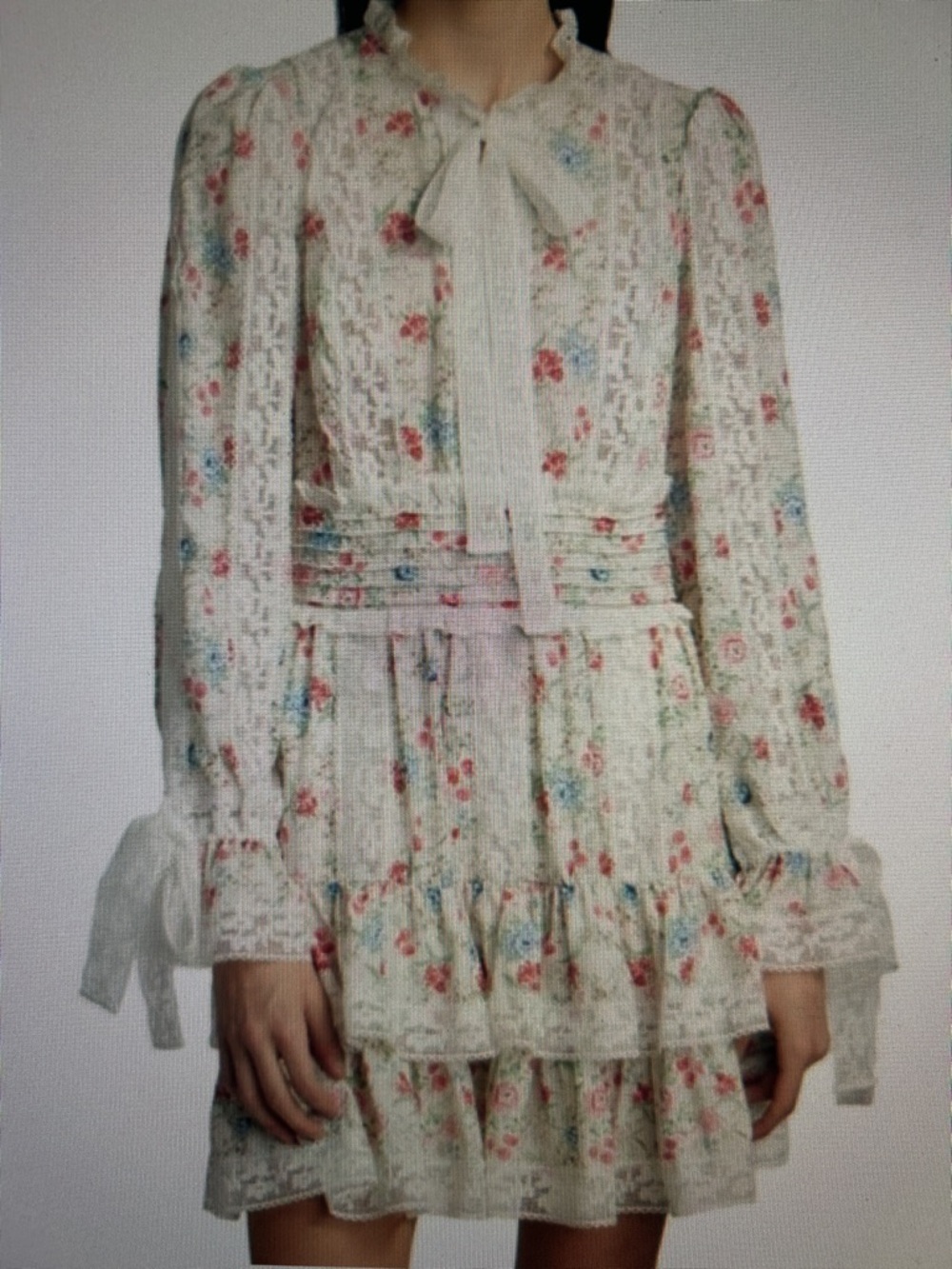 Anthropologie Stellah SZ L White Floral Dress Romantic Cottage Boho Coquette